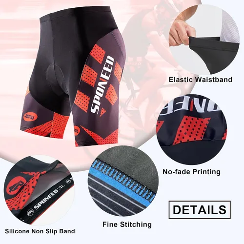 Miniatura 25 de sponeed Pantalones cortos de ciclismo para hombre, pantalones acolchados para ciclismo, ropa de ciclismo