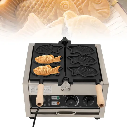 Pescado en forma de Taiyaki Maker Máquina de gofres en forma de pescado de acero inoxidable Moldes para hornear antiadherentes Máquina de gofres en