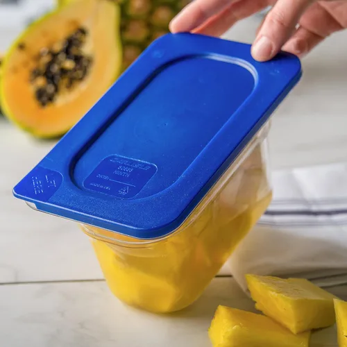 Miniatura 3 de Carlisle FoodService Products 3058360 Smart Lid Tapa de polietileno de noveno tamaño, azul oscuro, 6.8 x 4.3 x 0.5 pulgadas, 1.28 onzas