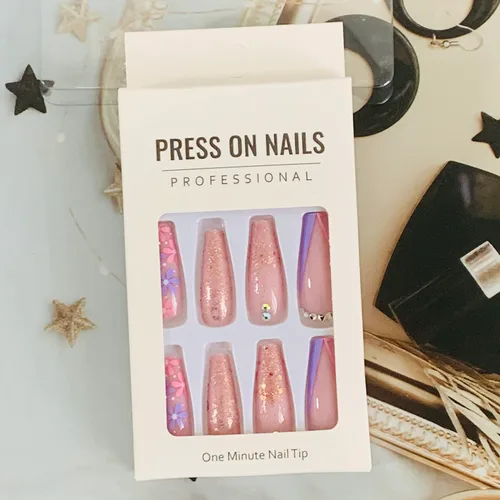 Miniatura 6 de Uñas postizas a presión tipo ataúd súper largas, 24 uñas postizas reutilizables de cobertura completa con pestañas adhesivas, uñas postizas