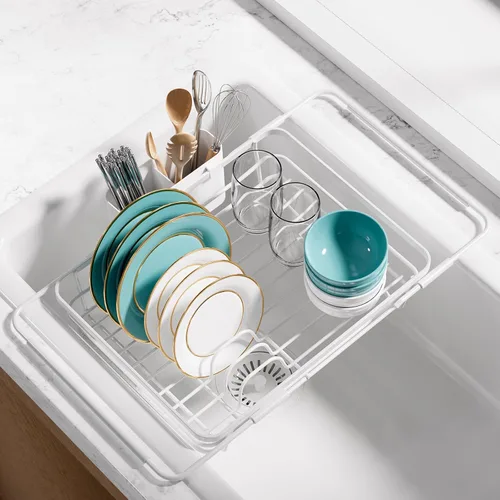 Miniatura 13 de Sakugi - Estante extensible para secar platos sobre el fregadero con escurridor de platos, organización del fregadero y elementos esenciales