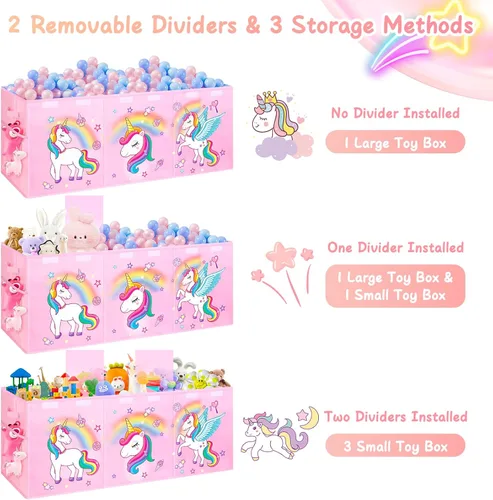 Miniatura 6 de Mabahoo Cofre de juguetes extragrande, organizador de almacenamiento de juguetes plegable y resistente con tapas, 40 x 14 x 16 pulgadas, cajas