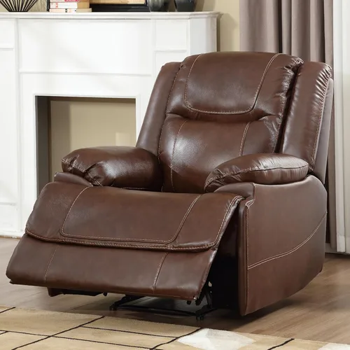 EBELLO Silla reclinable manual de cuero genuino, sofá reclinable para sala de estar, apoyabrazos y asiento acolchados, muebles para dormitorio, sala