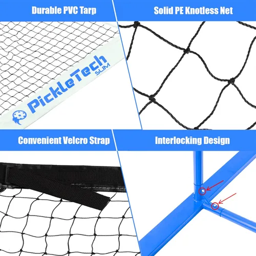 Miniatura 4 de PICKLETECH 4.0 Slim Version Portable Pickleball Nets Outdoor Game 22 FT Pickleball Net-USAPA Regulation Size-Pickle Ball Net System with Carrying