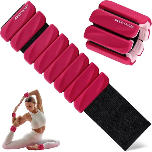 Miniatura 16 de BECOJADDE Juego de 2 pesas para tobillo (1 libra/2 libras cada una) para mujeres y hombres, pulsera ajustable para muñeca para gimnasio en casa