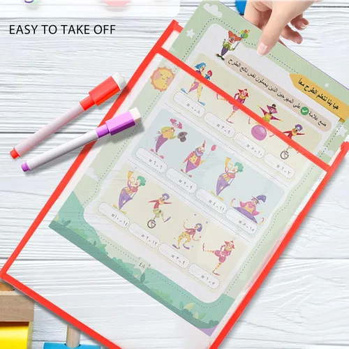 Miniatura 4 de Ufamrine - 6 fundas coloridas con bolsillos de borrado en seco, para boletos de trabajo (10 x 13 pulgadas), fundas de plástico reutilizables