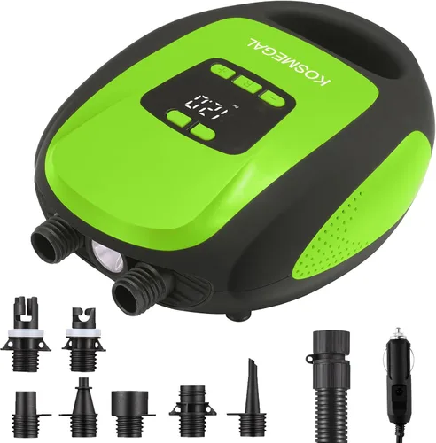 Bomba eléctrica portátil para tabla de remo kosmegal, bomba SUP para tabla de remo, compresor de aire de 20 PSI con apagado automático, función de