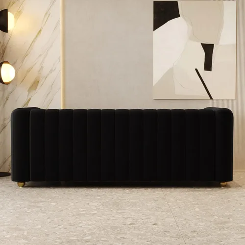 Miniatura 7 de Sofá de terciopelo de 81 pulgadas, sofá moderno de mediados de siglo para 3 personas, sofás de terciopelo copetudos para sala de estar, apartamento