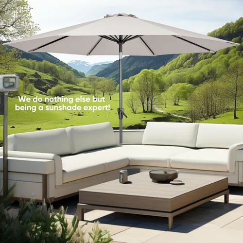 Miniatura 6 de Tempera Patio Market - Sombrilla de mesa para exteriores con botón de inclinación y manivela, sombrilla grande con poste resistente y toldo Lunares