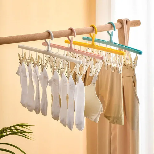 Miniatura 4 de gofidin Paquete de 2 soportes para calcetines de secado a prueba de viento, multiclip, para dormitorio, colgar ropa, ropa interior, calcetines