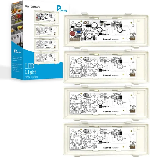 Juego de luces LED principales W10515058 y 3 unidades W10515057 para refrigerador y congelador, compatible con Whirlpool Kenmore Maytag, KitchenAid,