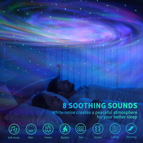 Miniatura 4 de AIRIVO - Proyector de estrellas, proyector de luz nocturna y altavoz de música y ruido blanco, proyector de máquina de sonido para niños adultos