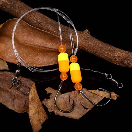 Miniatura 5 de Aparejos Pompano para Pesca de Surf en Agua Salada con Gancho de Doble Círculo y Espacio Amplio - Juego de 6 Accesorios de Pesca de Surf