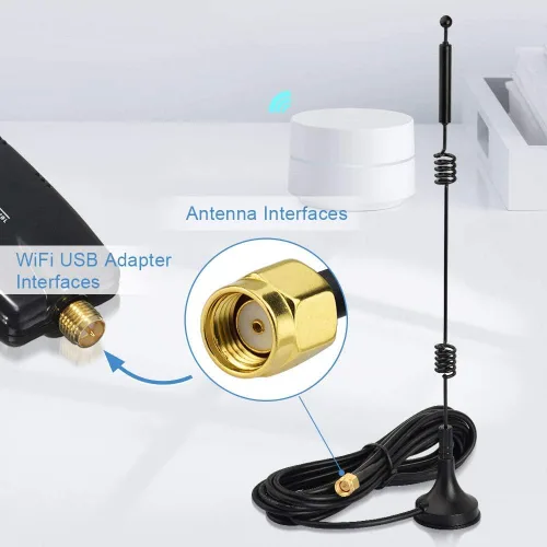 Miniatura 2 de Bingfu Antena WiFi de banda dual 2.4GHz 5GHz 5.8GHz 9dBi con base magnética RP-SMA macho para enrutador WiFi, tarjeta de red inalámbrica, adaptador