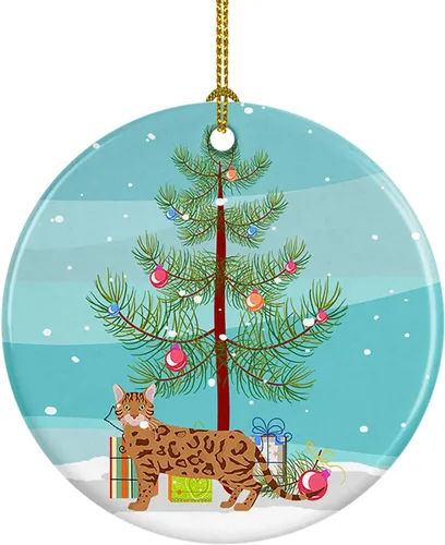 Miniatura 173 de Caroline's Treasures Adorno de cerámica con texto en inglés "Merry Christmas" para colgar en el árbol de Navidad, decoración para el hogar, Navidad