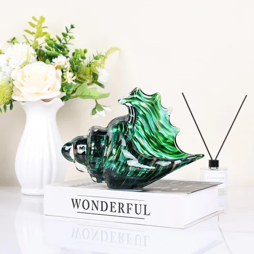 Miniatura 6 de LCCCK Escultura de concha de vidrio soplado a mano, figuras de arte de vidrio de mar, decoración de habitación estilo Beachy, estatuas decorativas