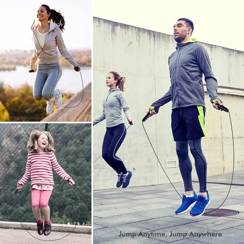 Miniatura 6 de Cuerda de saltar sin enredos de velocidad rápida, cable de salto con rodamientos de bolas para mujeres, hombres y niños, cuerda de saltar de acero