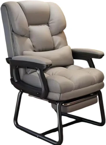 Miniatura 11 de Silla de oficina de piel sintética suave gruesa con almohada lumbar de espuma viscoelástica y reposapiés oculto. Puedes acostarte con un clic