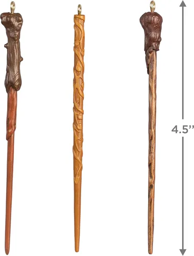 Miniatura 5 de Hallmark Keepsake Adorno de Navidad 2022, varitas mágicas de Harry Potter, juego de 3
