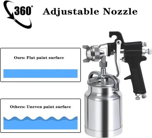 Miniatura 3 de HVLP - Pistola pulverizadora de sifón de pintura de aire, boquilla de 0.071 in, capacidad de 1000 cc para pintura profesional de automóviles