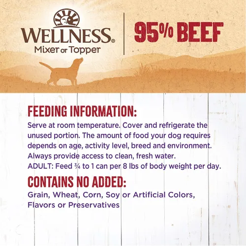 Miniatura 6 de Alimento húmedo Wellness enlatado para perros, sin granos, 95% natural, lata de 13.2 onzas (paquete de 12), Rojo