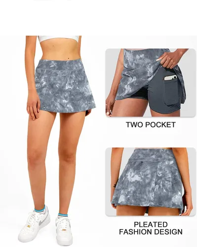 Miniatura 6 de Stelle - Falda pantalón de tenis para mujer, pantalón cargo de golf, deportiva, de cintura alta, con bolsillos interiores, para entrenamiento