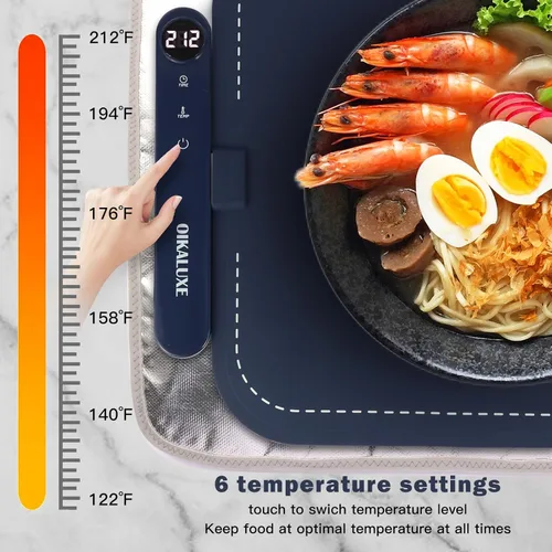 Miniatura 2 de Tapete de calentamiento de alimentos de grafeno mejorado, calentamiento rápido de 10 segundos, control de temperatura de 6 niveles, a prueba
