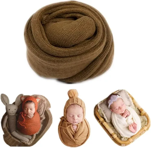 Miniatura 10 de Coberllus Manta de punto elástico para fotografía de bebé recién nacido, para niños y niñas, sesión de fotografía