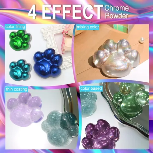 Miniatura 5 de Matio Polvo cromado, 10 colores metálicos efecto espejo cromado polvo de mica para uñas, pigmento holográfico, polvo de pigmento metálico