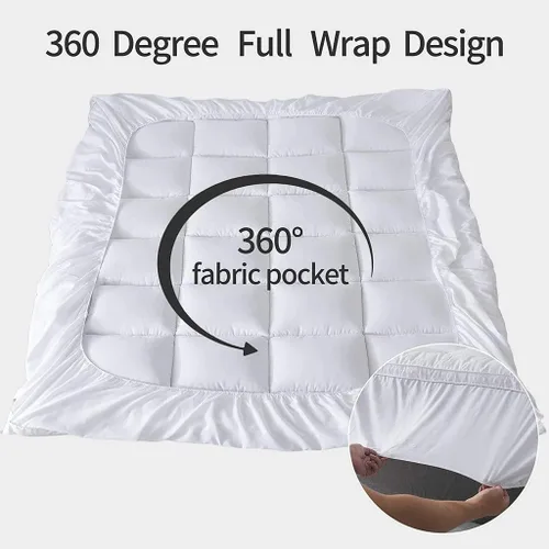 Miniatura 2 de Sleep Mantra Cubrecolchón de Algodón 100% Tamaño Individual – Cubrecolchón de enfriamiento envolvente premium se adapta a colchones de hasta 20