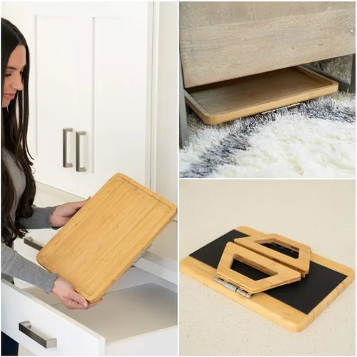 Miniatura 8 de Shamrock Home Mesa Bandeja de Bambú para Brazo de Sofá, Mesa Bandeja con Clip para Sofás. Bandeja de Brazo de Sofá para Cenas de TV, Controles