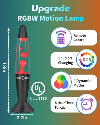 Miniatura 3 de Lámparas de movimiento líquido negras de 17 colores que cambian con control remoto, luz nocturna LED de 13.5 pulgadas para niños y adultos, lámpara
