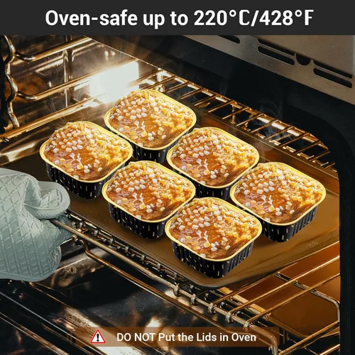 Miniatura 5 de EUSOAR Vasos para hornear, 50 unidades de 5 onzas / 5.1 fl oz de papel de aluminio para muffins, tazas de crema brulee con tapas, recipientes