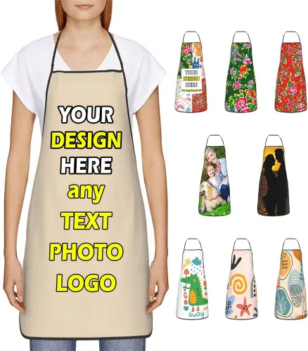 Miniatura 14 de Delantales impermeables personalizados para diseñar tu propia foto logotipo texto para cocinar hornear 28.3 x 20.4 pulgadas
