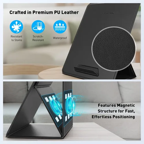 Miniatura 6 de AboveTEK Soporte ergonómico para laptop y tablet para escritorio, elevador plegable portátil, soporte de viaje de ángulo ajustable para MacBook Negro