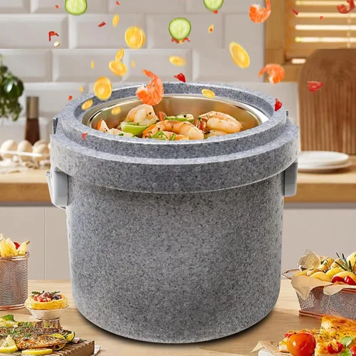 Contenedor de sopa aislado EPP, calentador de alimentos comerciales para alimentos calientes o fríos, caja caliente para catering, con cubo de acero