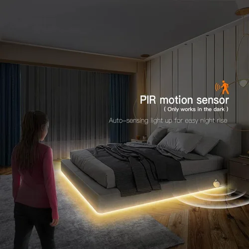 Miniatura 8 de Tira de luces LED con sensor de movimiento COB, luces de tira LED de neón con sensor de movimiento USB de 5 V, tira de luz LED impermeable de 6.56