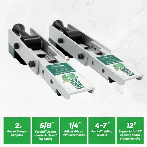 Miniatura 3 de PacTool SA902A01 Artisan Gecko Gauge Kit de Montaje para Revestimiento – Para uso con revestimiento de fibrocemento de 5/8 pulgadas, serie HZ5