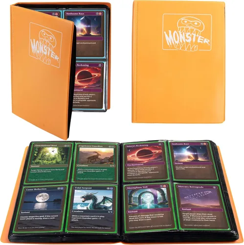 Miniatura 20 de Monster - Carpeta para tarjetas coleccionables de 4 bolsillos, álbum Holofoil negro, protección TCG antirrobo y anticaídas con bolsillos laterales