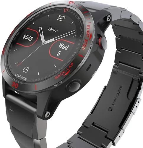 Miniatura 2 de REYDA Bisel de reloj compatible con Garmin Fenix 5/5 Plus, anillo de bisel de acero inoxidable, cubierta adhesiva de bisel de acero inoxidable