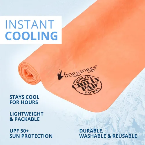 Miniatura 3 de FROGG TOGGS Chilly Pad, toalla de enfriamiento instantáneo, duradera, reutilizable, toalla de cuello para deportes y al aire libre 33x13 anaranjado