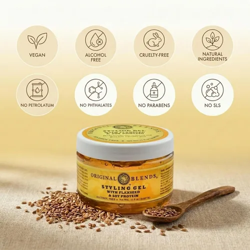 Miniatura 2 de Gel natural de linaza para el cabello para niños y familias sin alcohol, sin sulfatos, sin parabenos, vegano - Domina el encrespamiento - Gel