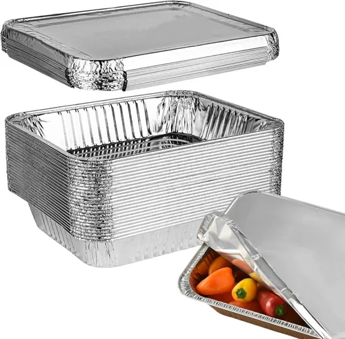Miniatura 9 de Sartenes desechables de papel de aluminio de 21 x 13 pulgadas de tamaño completo (paquete de 20) recipientes de alimentos rectangulares, resistentes