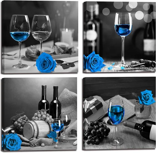 Miniatura 11 de Arte de pared de cocina - Decoración de pared de vino para dormitorio, mujeres, cuadros en blanco y negro, arte moderno para sala de estar - Arte