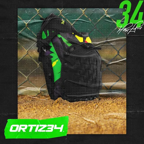 Miniatura 6 de Guante de T-Ball con Graffiti de 9" - Guante de Béisbol Juvenil con Graffiti David Ortiz - Para Diestros, Fácil de Cerrar, No Requiere Verde/Púrpura