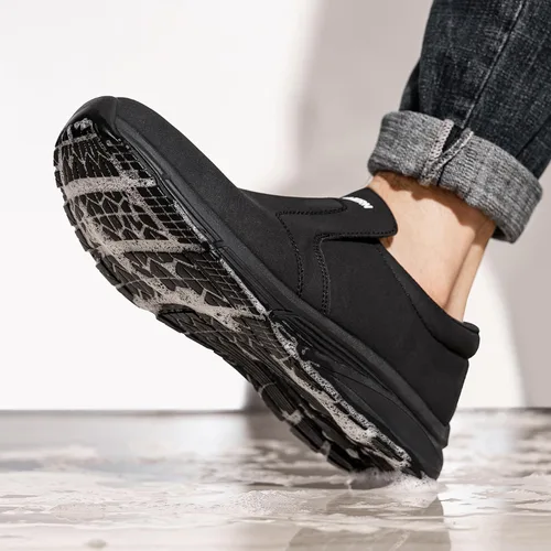 Miniatura 6 de LARN SAFETY Zapatos antideslizantes para hombre, para servicio de alimentos, zapatos de trabajo, impermeables, antideslizantes, para cocina, Negro