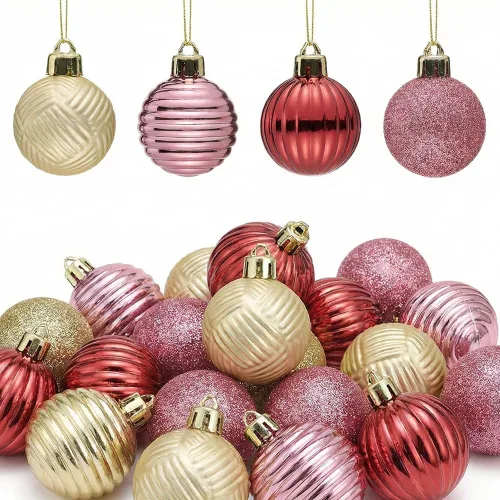 Miniatura 29 de Valery Madelyn 1.6" Adornos Pequeños de Navidad para Árbol, Juego de 24 Adornos Colgantes de Bola Negros Inastillables a Granel para Decoración