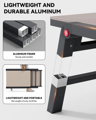 Miniatura 5 de Tumbona de aluminio para exteriores, silla plegable para patio, 2 juegos, sin montaje, sillas de piscina con 5 respaldos ajustables, sillas de salón