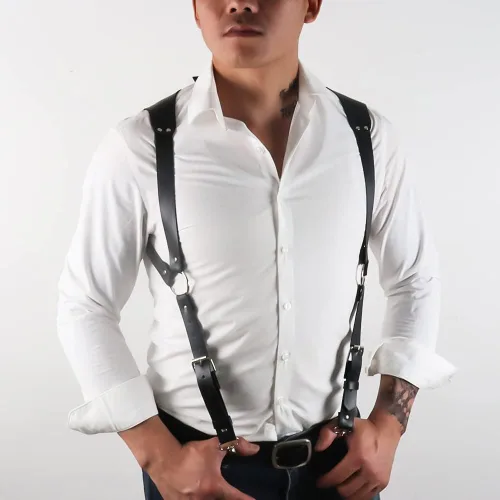 Miniatura 2 de NBMARLS Men Half Body Chest Belt Adjustable Leather Belts Buckles Sexy Punk Chest Belt