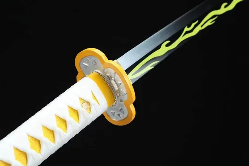 Miniatura 6 de Demon Slayer - Espada Tanjiro Katana de acero 1065, espiga completa, hecha a mano, Katana japonesa real, 41 pulgadas